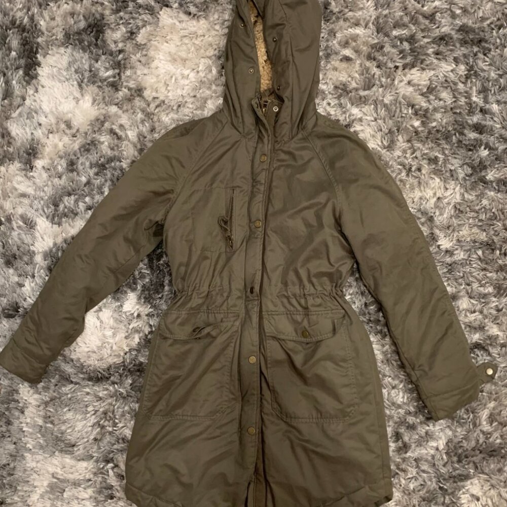 Label of Graded Goods Womens Jacket Long Sleeve Hooded Pockets Size M Green